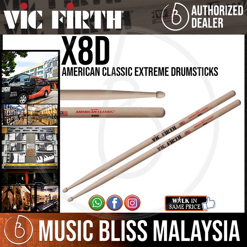 Vic Firth American Classic Extreme Drumsticks - Extreme 8D - Wood Tip