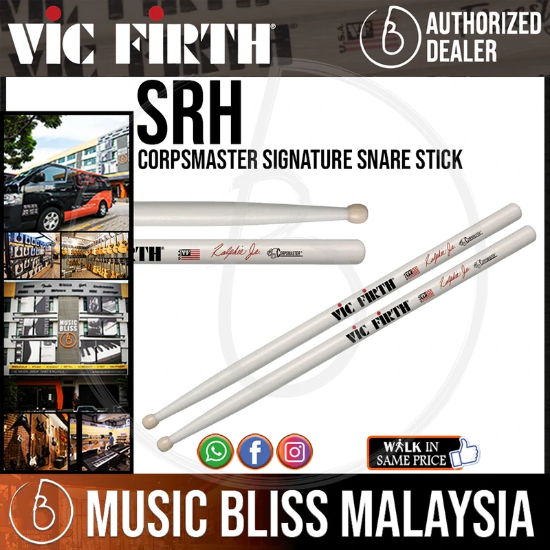 Vic Firth Corpsmaster Signature Snare Stick Pair - Ralph Hardimon - Wood Tip