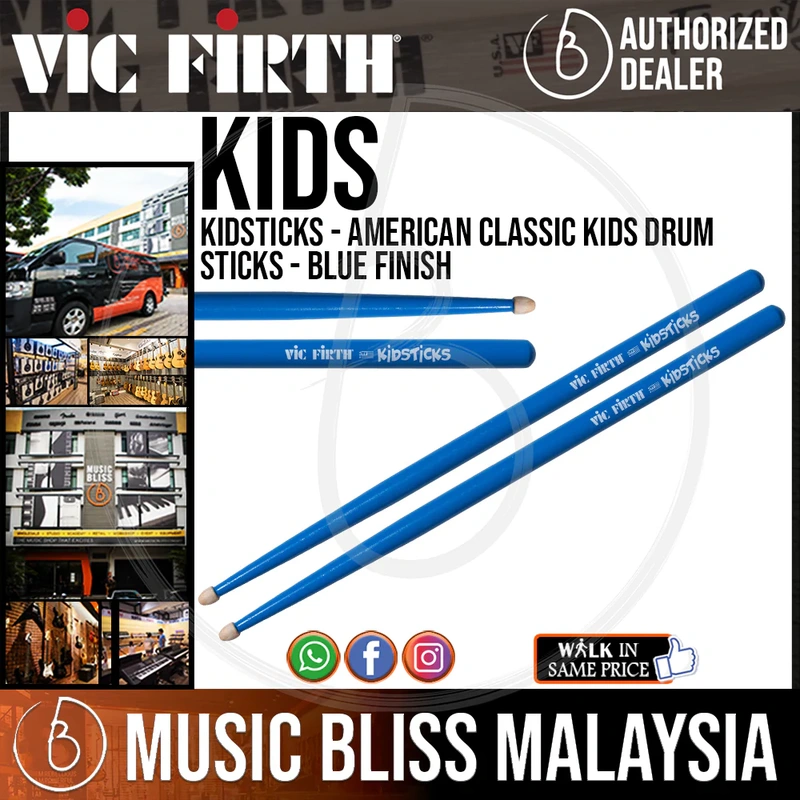 Vic Firth Kidsticks - American Classic Kids Drum Sticks - Blue Finish -For Ages 3 to 8
