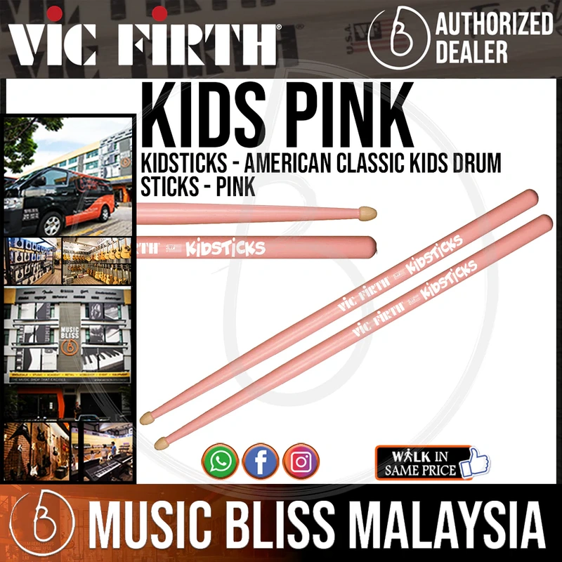 Vic Firth Kidsticks - American Classic Kids Drum Sticks - Pink -For Ages 3 to 8