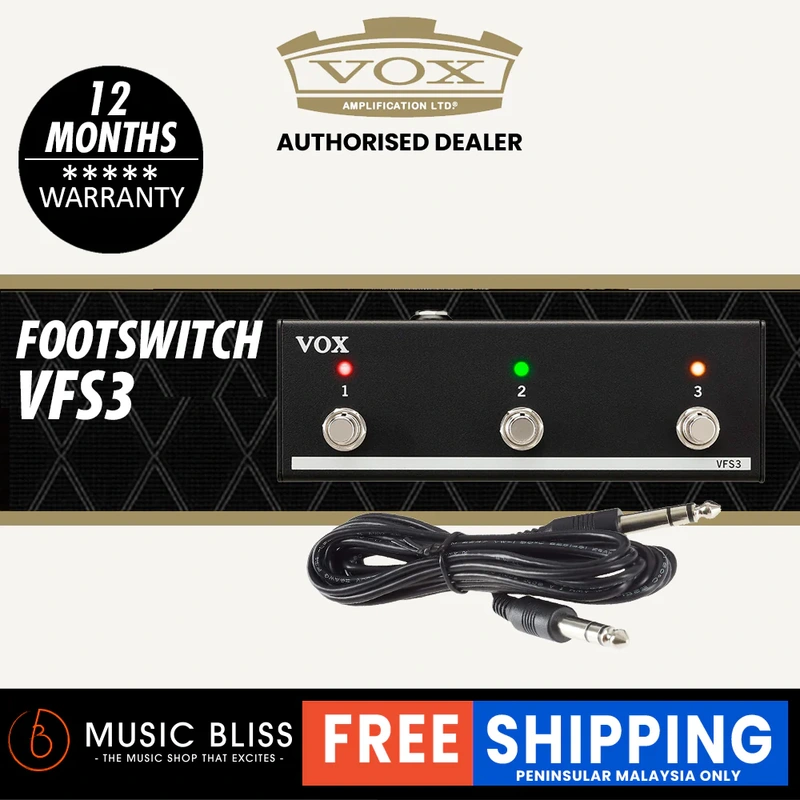 Vox VFS3 3-button Footswitch for Mini Go Amps