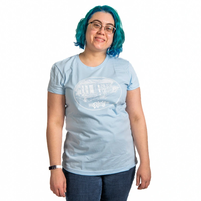 WOMEN'S 50TH ANNIVERSARY LOGO TEE ICE BLUE (VARIOUS SIZES)