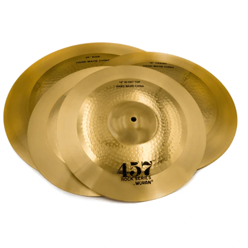 Wuhan 457 Rock Cymbal Set - 14" Hi-Hat, 16" Crash and 20" Ride