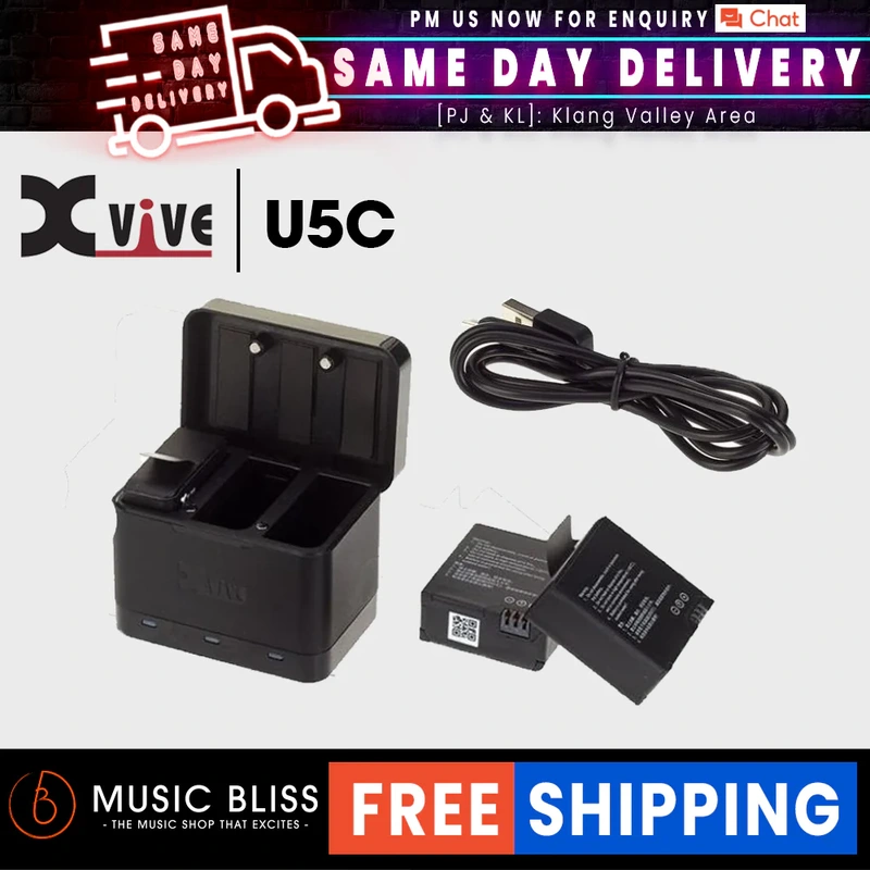 Xvive Audio U5C Battery Charger Case with Three Batteries for U5 Wireless Systems