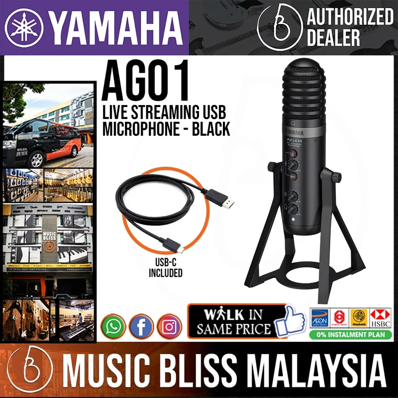 Yamaha AG01 Live Streaming USB Condenser Microphone - Black