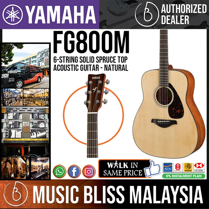 Yamaha FG800M Solid Spruce Top Acoustic Guitar - Natural