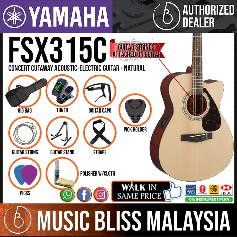 Yamaha FSX315C Concert Cutaway Acoustic-Electric Guitar