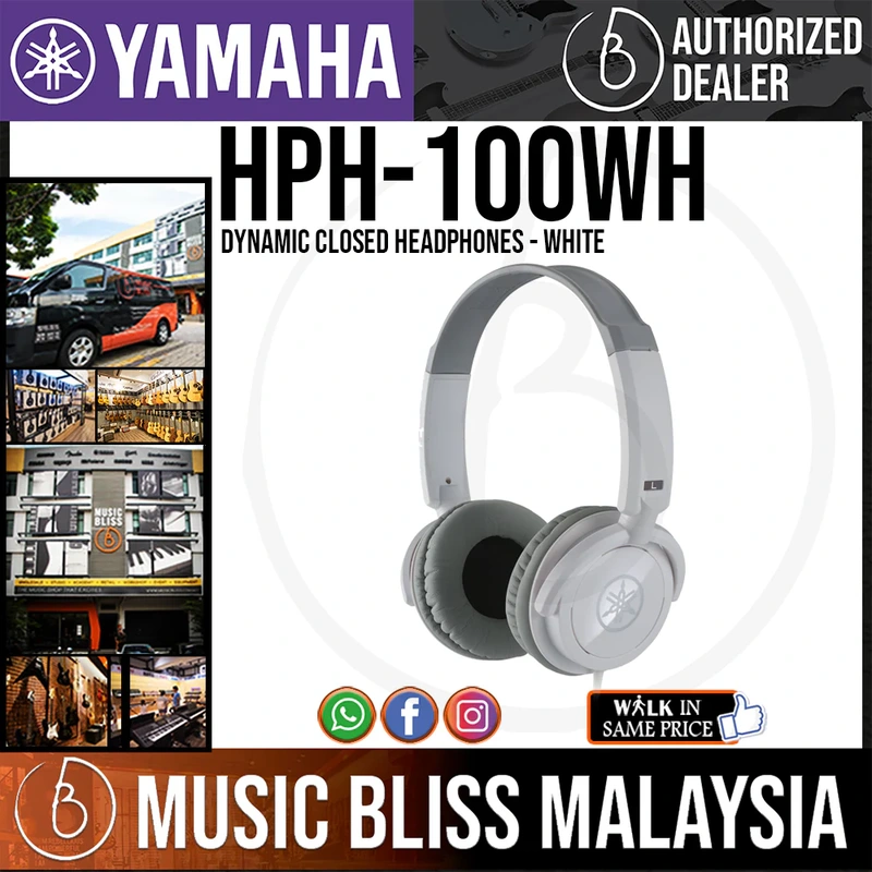Yamaha HPH-100 Dynamic Closed Headphones - White