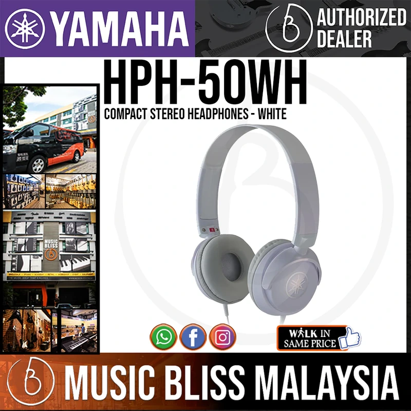 Yamaha HPH-50 Compact Stereo Headphones - White