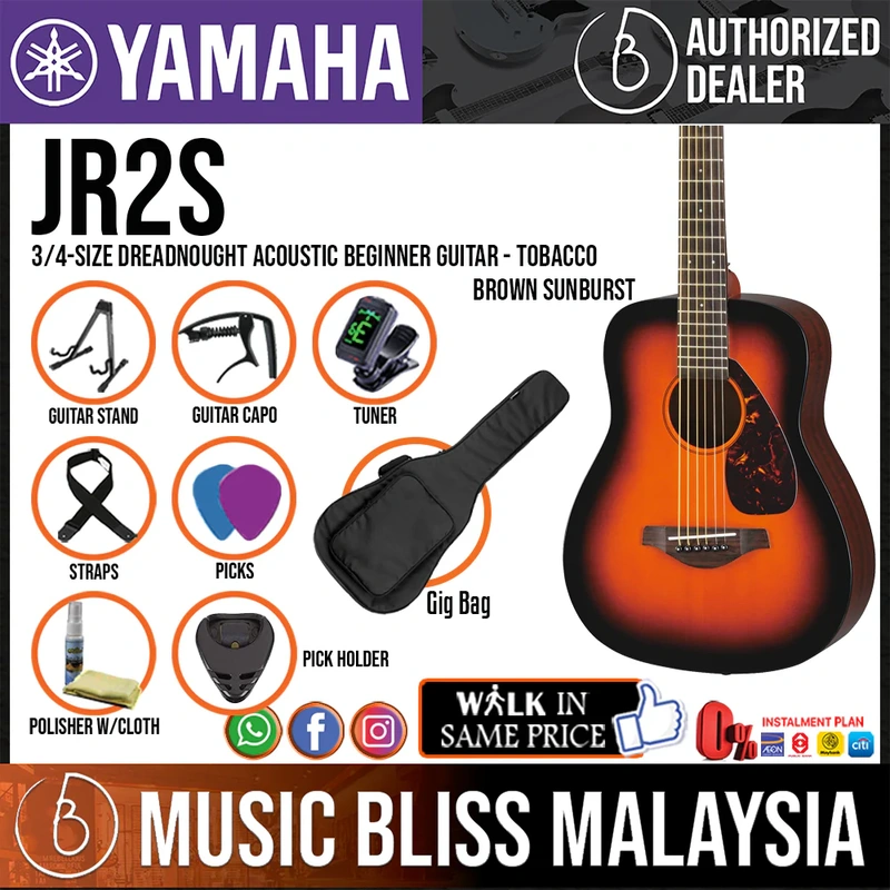 Yamaha JR2S 3/4-size Dreadnought Acoustic Beginner Guitar for 8-12 years old