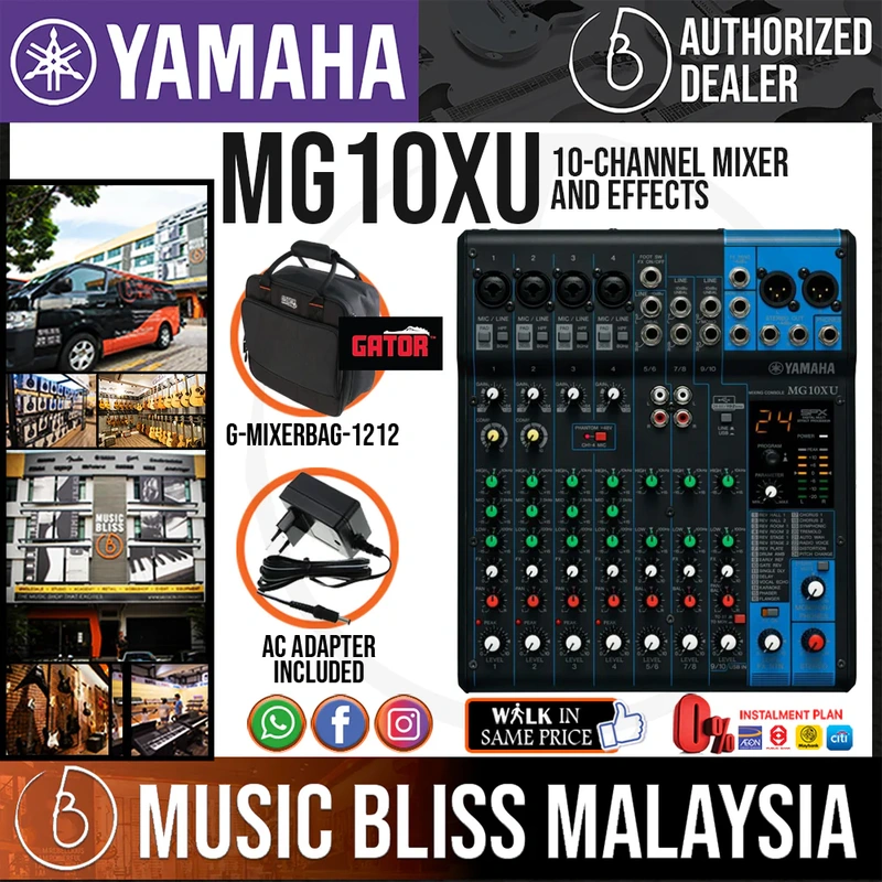 Yamaha MG10XU 10-Channel Mixer and Effects with Gator G-Mixer Bag-1212