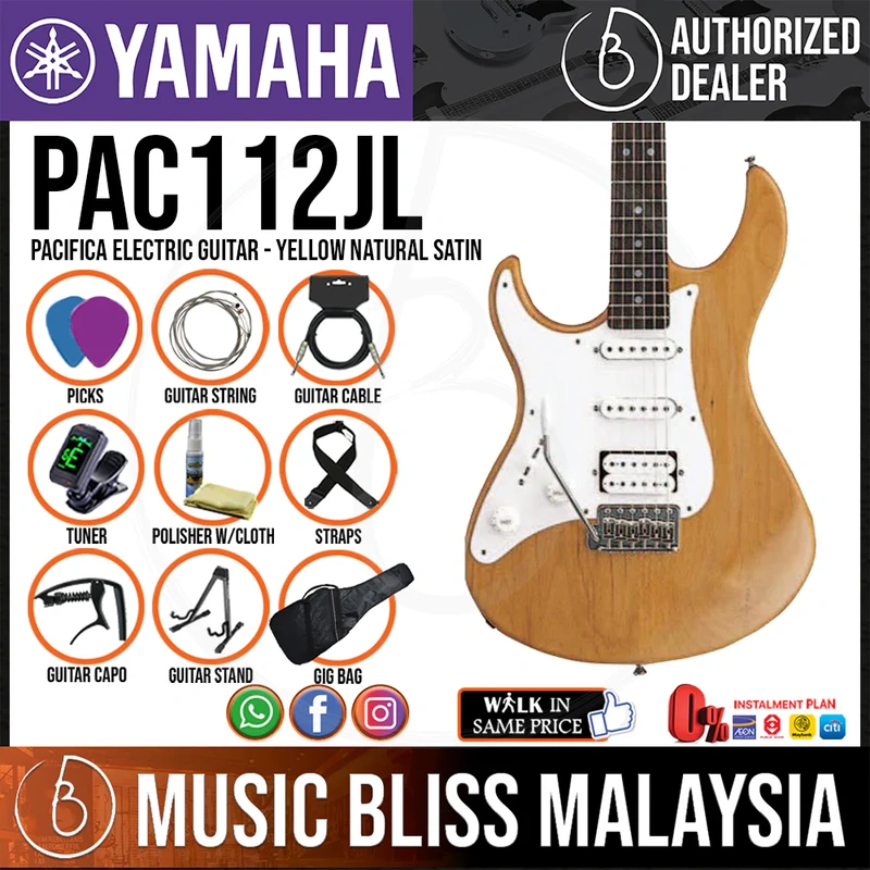 Yamaha PAC112JL Pacifica Left-Handed Electric Guitar - Yellow Natural Satin