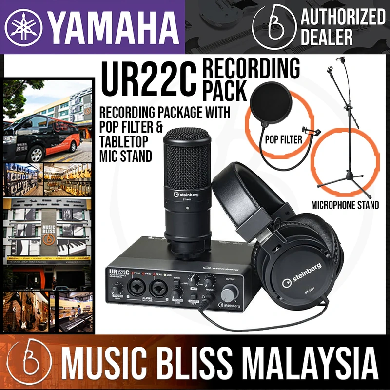 Yamaha Steinberg UR22C Recording Pack with Pop Filter and Mic Stand