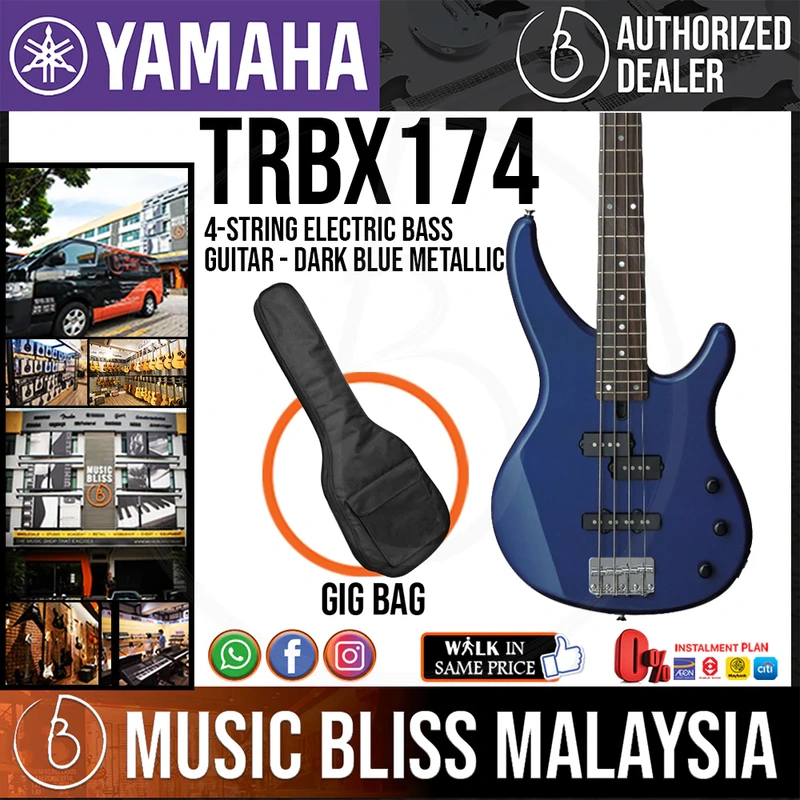 Yamaha TRBX174 4-string Electric Bass Guitar - Dark Blue Metallic