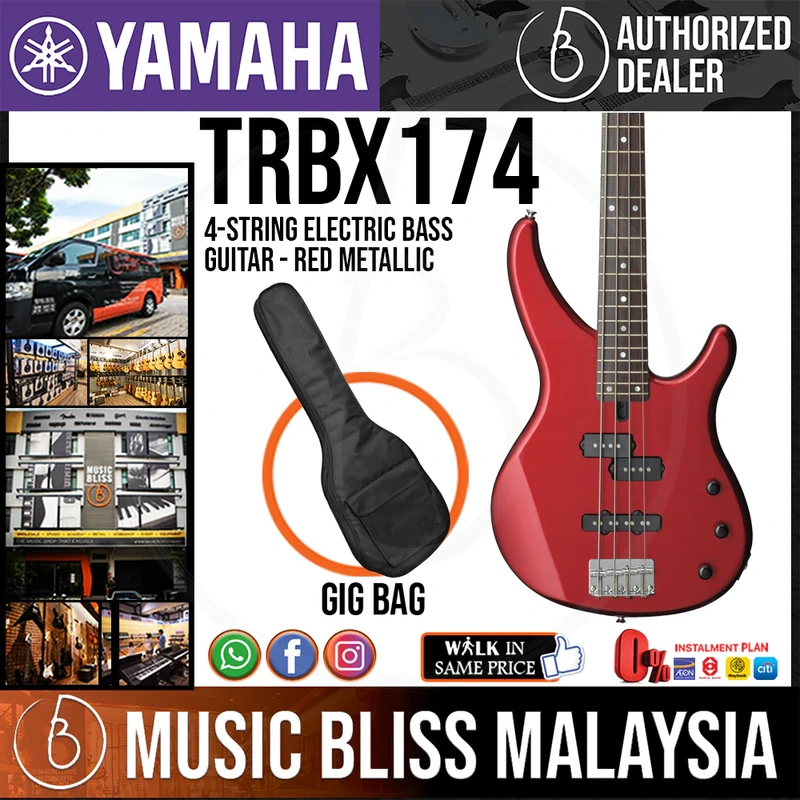 Yamaha TRBX174 4-string Electric Bass Guitar - Red Metallic