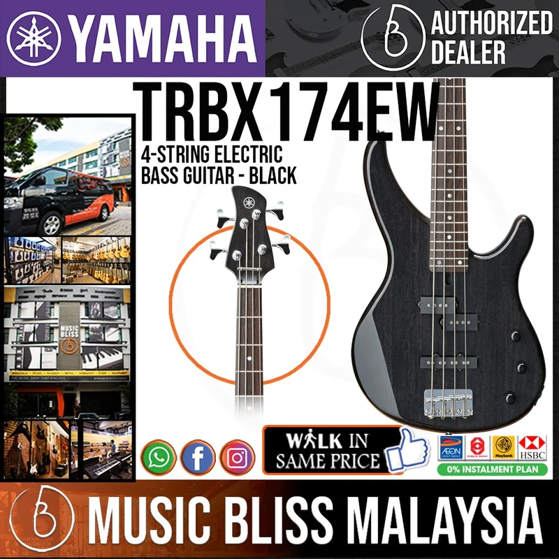 Yamaha TRBX174EW 4-string Electric Bass Guitar - Black
