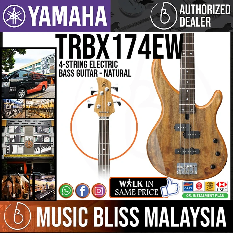 Yamaha TRBX174EW 4-string Electric Bass Guitar - Natural