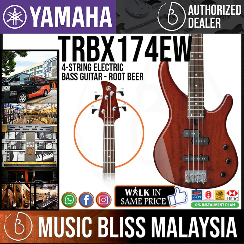 Yamaha TRBX174EW 4-string Electric Bass Guitar - Root Beer