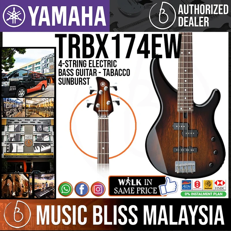 Yamaha TRBX174EW 4-string Electric Bass Guitar - Tobacco Sunburst
