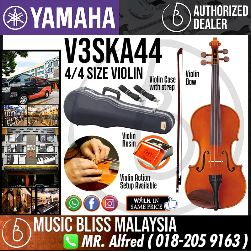 Yamaha V3SKA44 4/4 Size Beginner Acoustic Violin with Case for 12+ years old