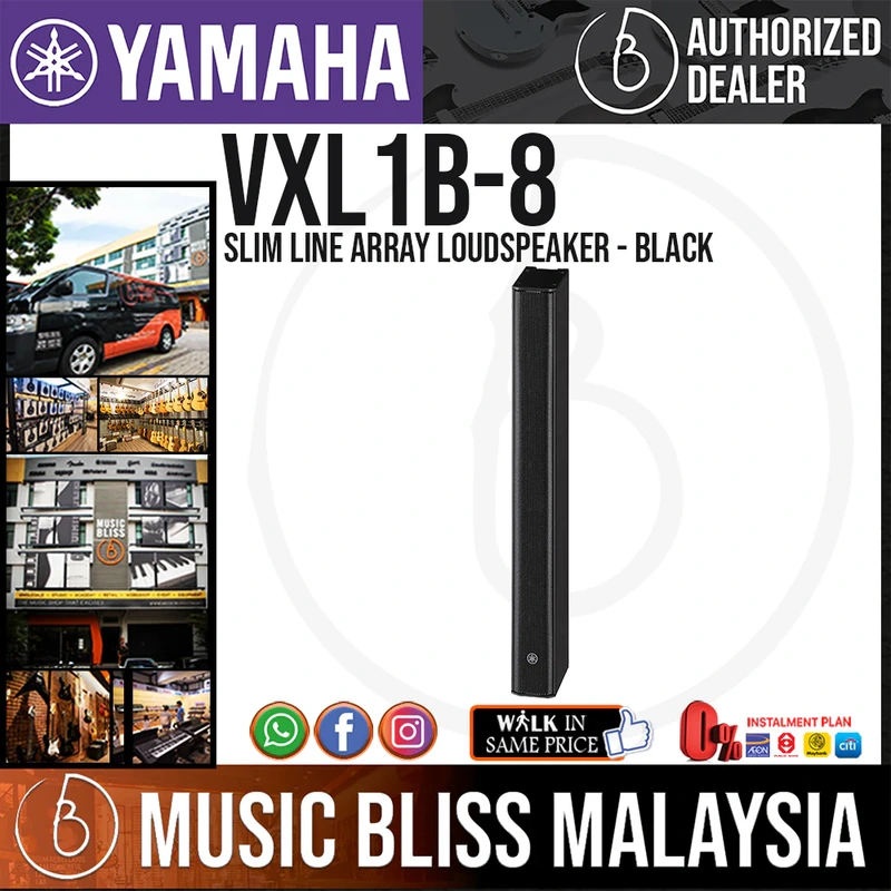 Yamaha VXL1B-8 Slim Line Array Loudspeaker with 8 x 1.5 Drivers - Black