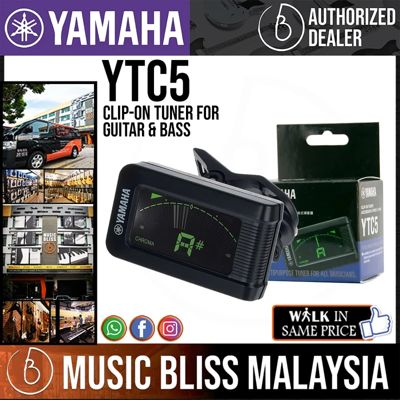 Yamaha YTC5 Clip On Chromatic Tuner For All Instrument Guitar Ukulele Bass Brass Woodwind (YTC-5)