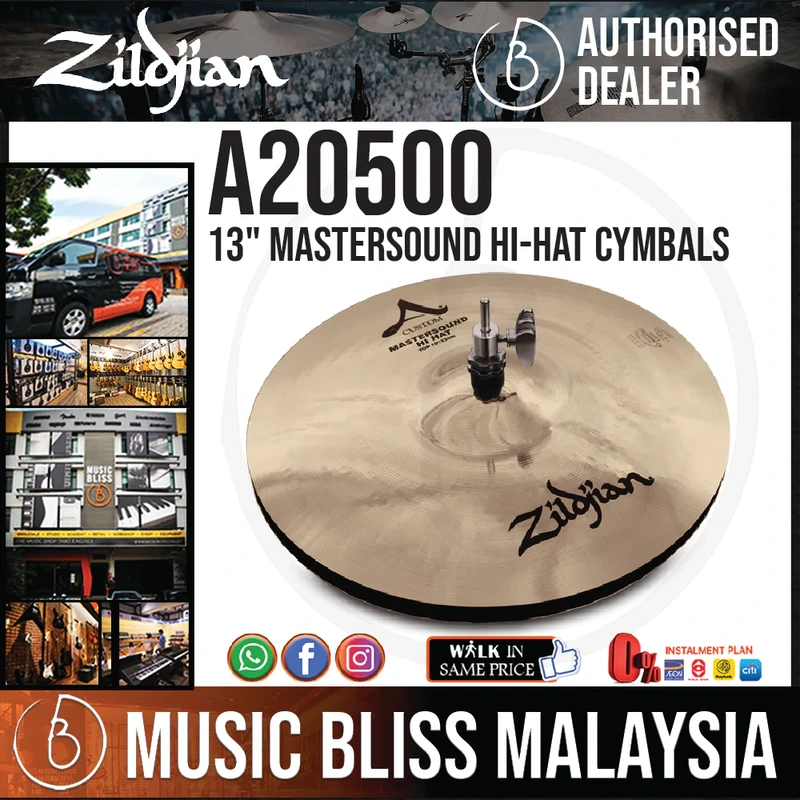 Zildjian 13" A Custom Mastersound Hi-Hat Cymbals - Pair