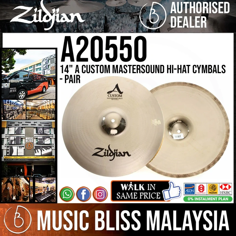 Zildjian 14" A Custom Mastersound Hi-Hat Cymbals - Pair