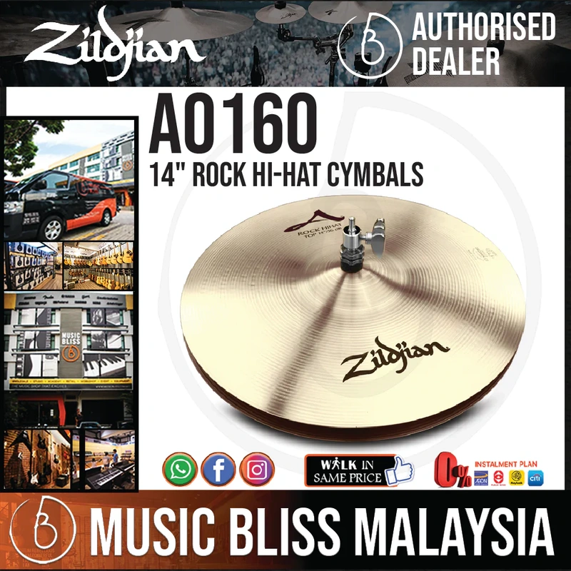 Zildjian 14" A Rock Hi-Hat Cymbals - Pair
