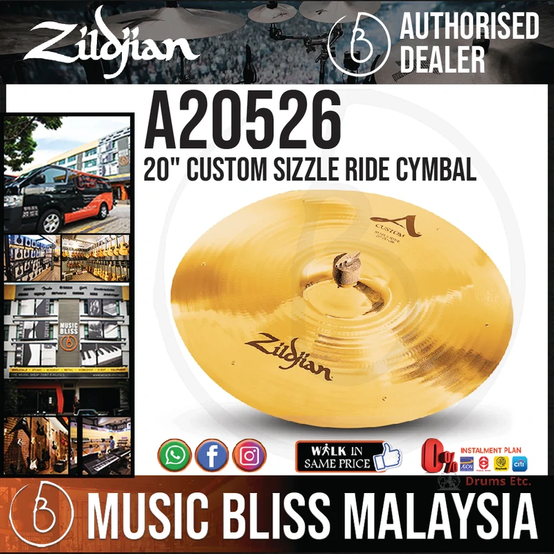 Zildjian 20" A Custom Sizzle Ride Cymbal
