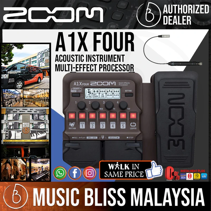 Zoom A1X Four Acoustic Instrument Multi-Effect Processor with 0% Instalment