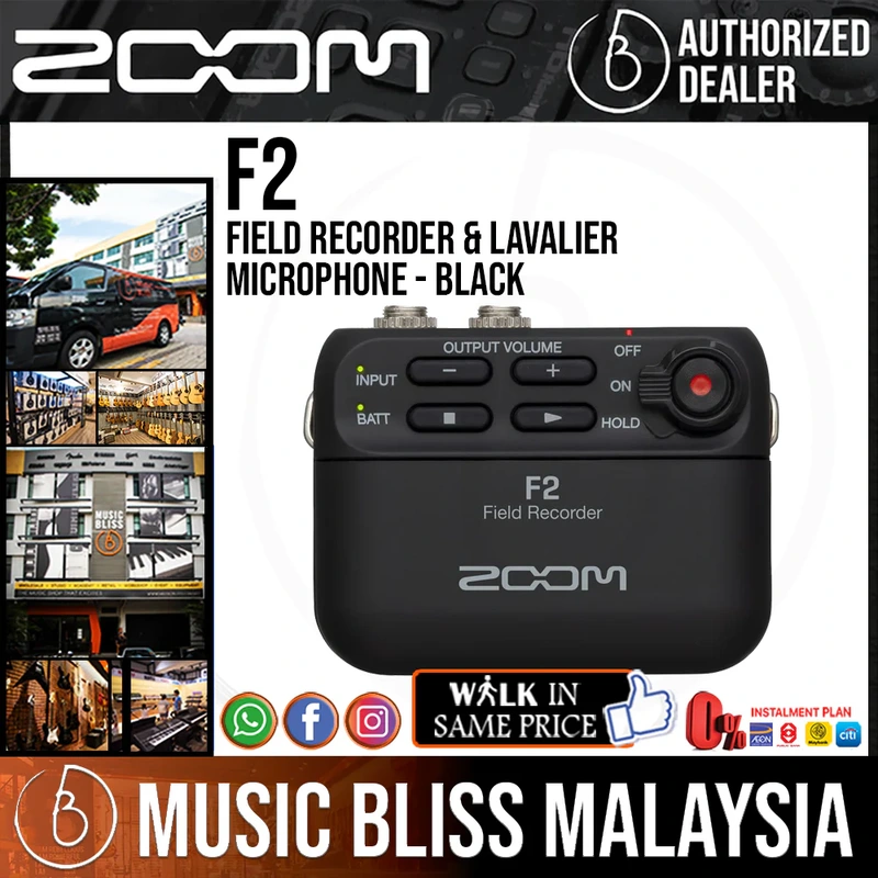 Zoom F2 Field Recorder & Lavalier Microphone - Black