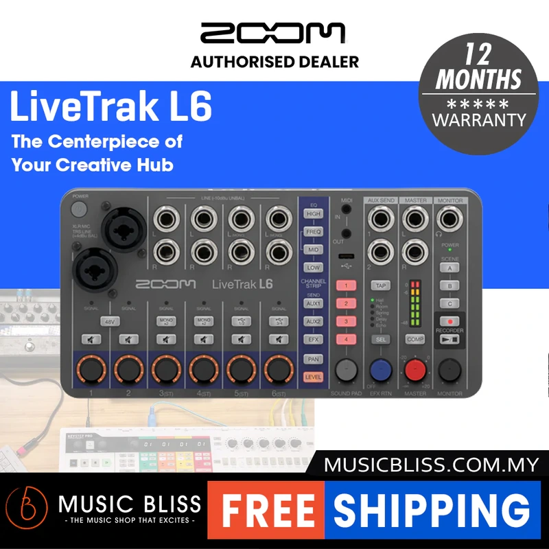 Zoom LiveTrak L6 Portable 6-Channel Digital Mixer and Multitrack Recorder with 0% Instalment